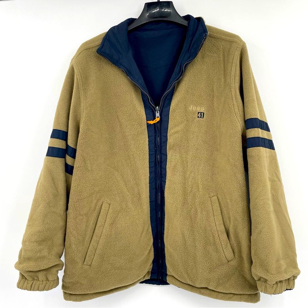 Jeep Jacket Vintage Reversible Zip Up Blue & Tan Sz. XL - Picture 6 of 9